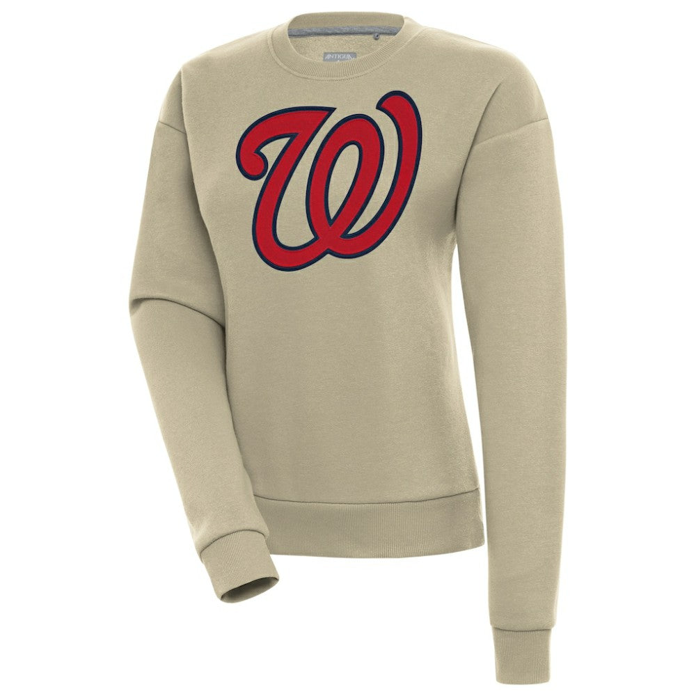 Khaki Washington Nationals Antigua Women's Victory Pullover Sweatshirt