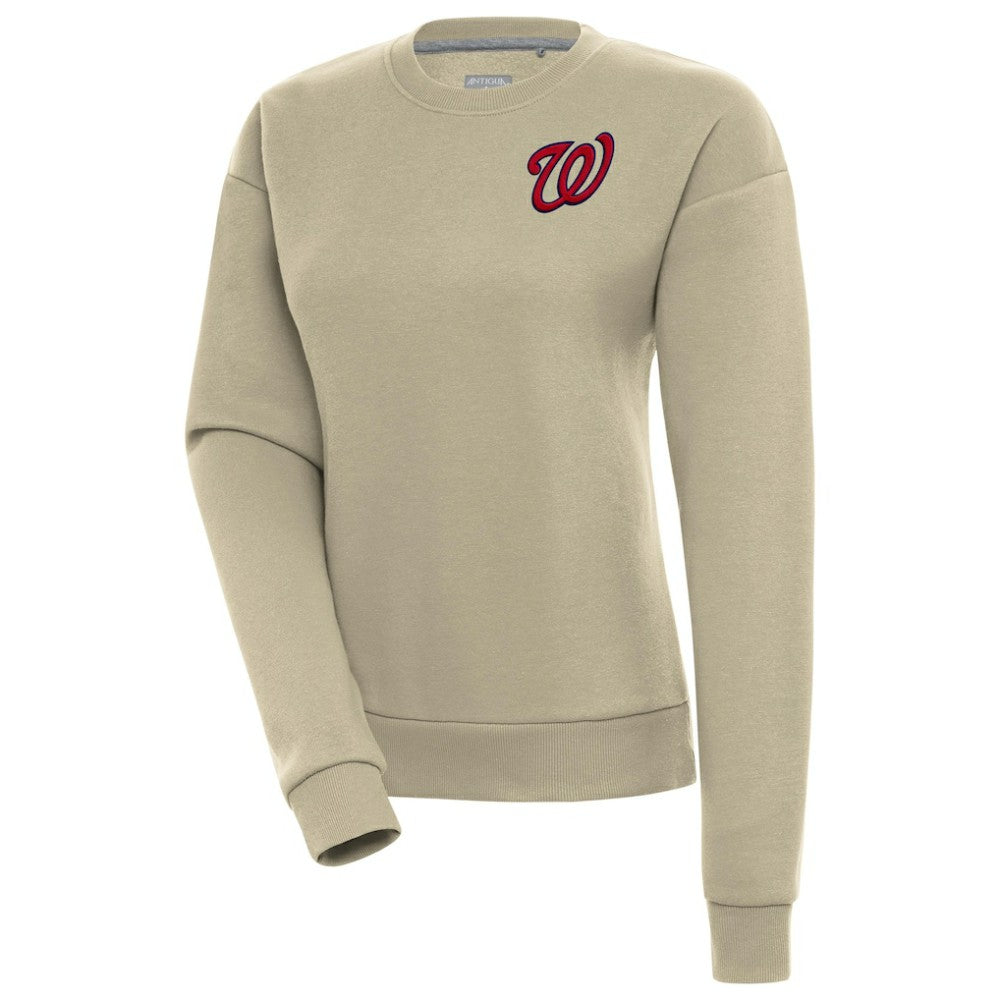 Khaki Washington Nationals Antigua Women's Victory Pullover Sweatshirt