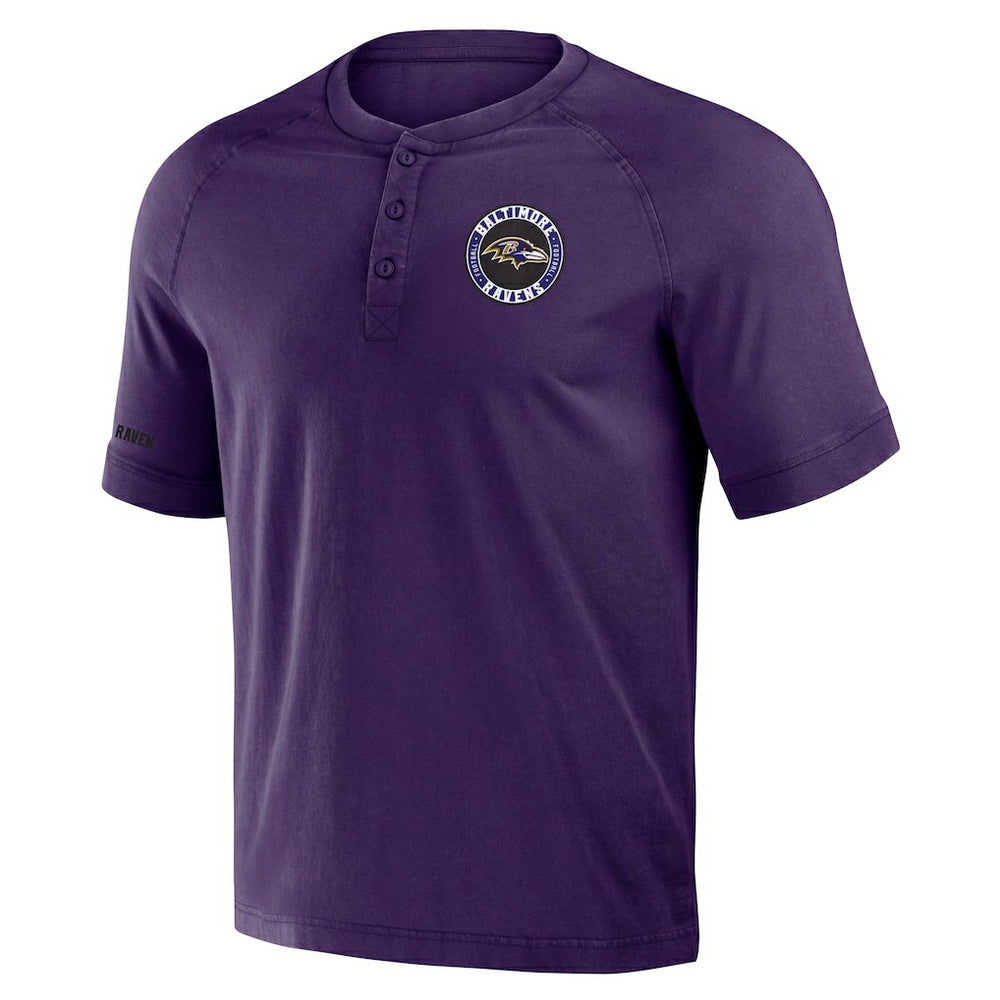 NFL x Darius Rucker Collection Washed Raglan Henley T-Shirt - Baltimore Ravens T-shirts