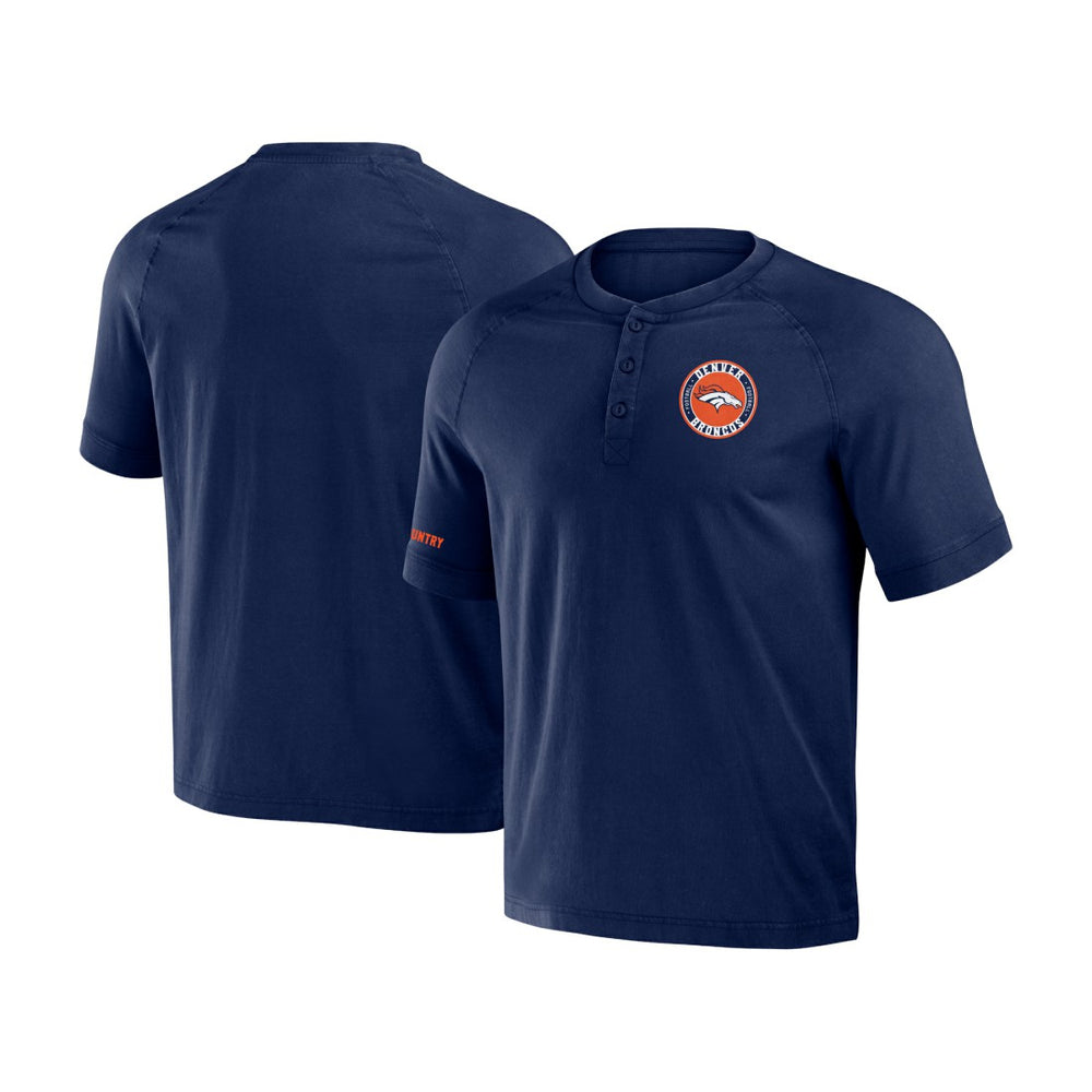 NFL x Darius Rucker Collection Washed Raglan Henley T-Shirt - Denver Broncos T-shirts