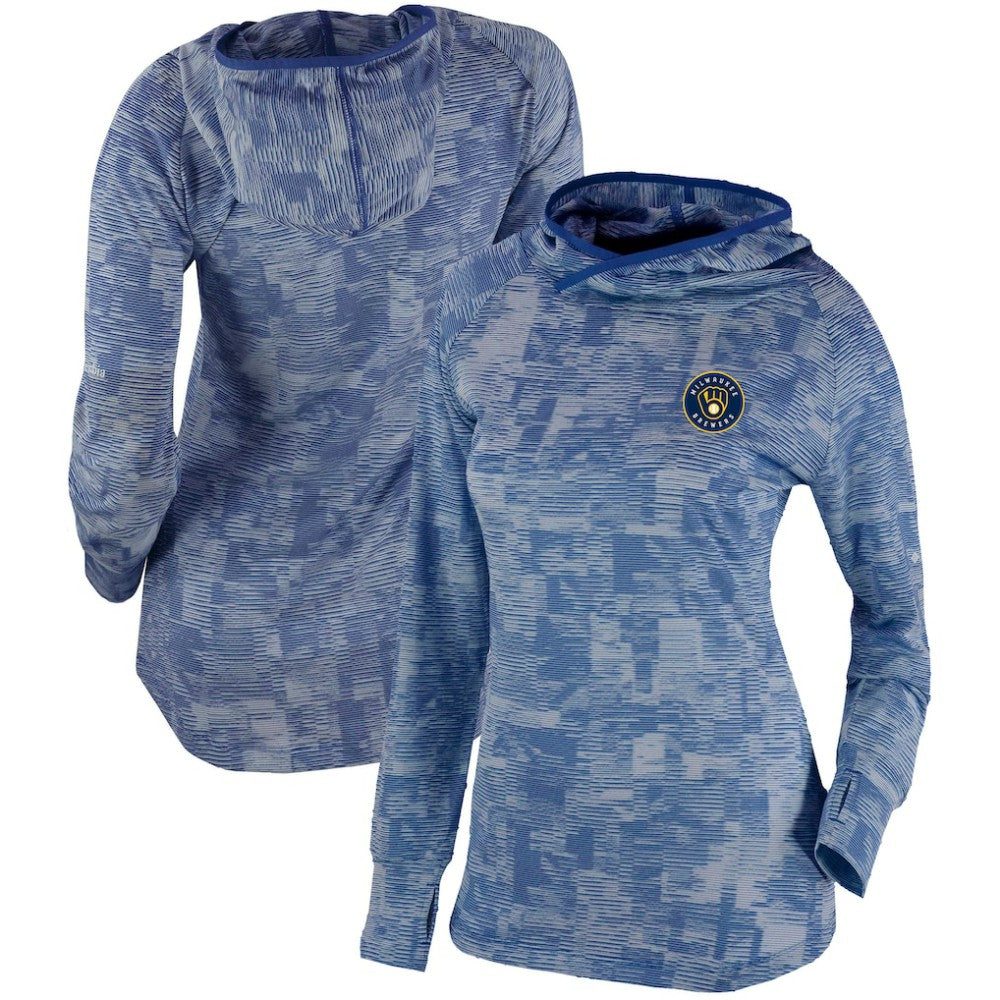 Navy Milwaukee Brewers Columbia Women's Omni-Wick Sunday Ball Pullover Hoodie