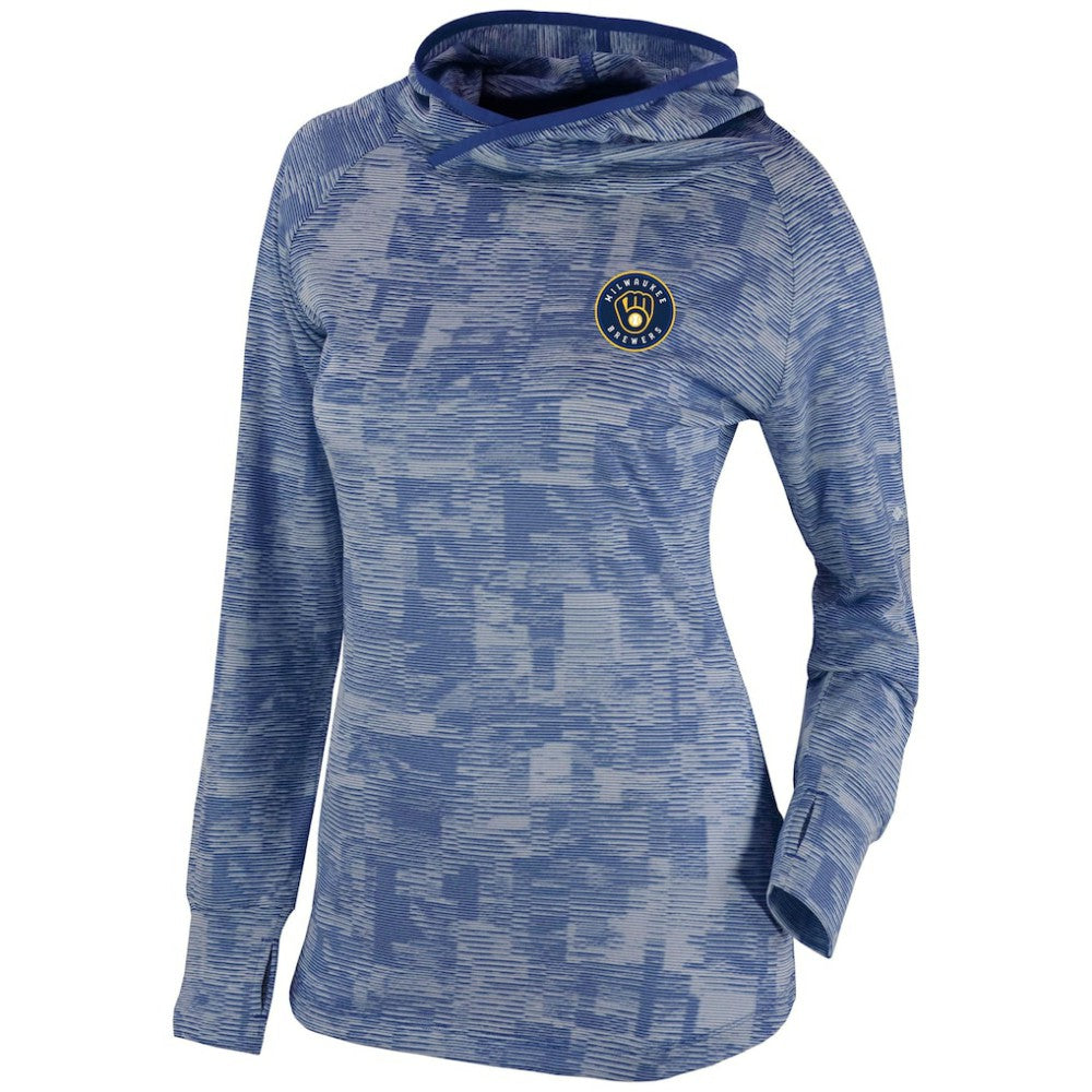 Navy Milwaukee Brewers Columbia Women's Omni-Wick Sunday Ball Pullover Hoodie