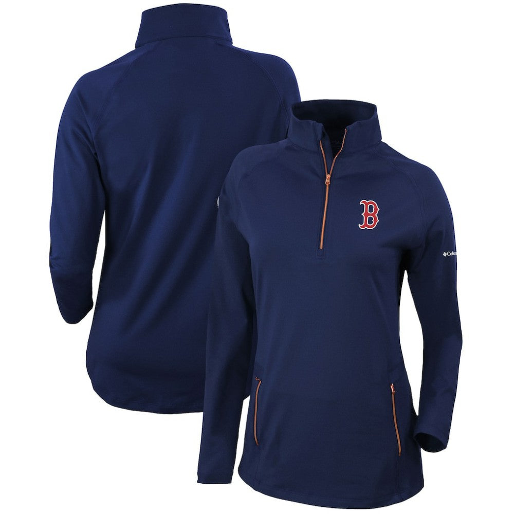 Navy Boston Red Sox Columbia Women's Omni-Wick Outward Nine Quarter-Zip Pullover Top