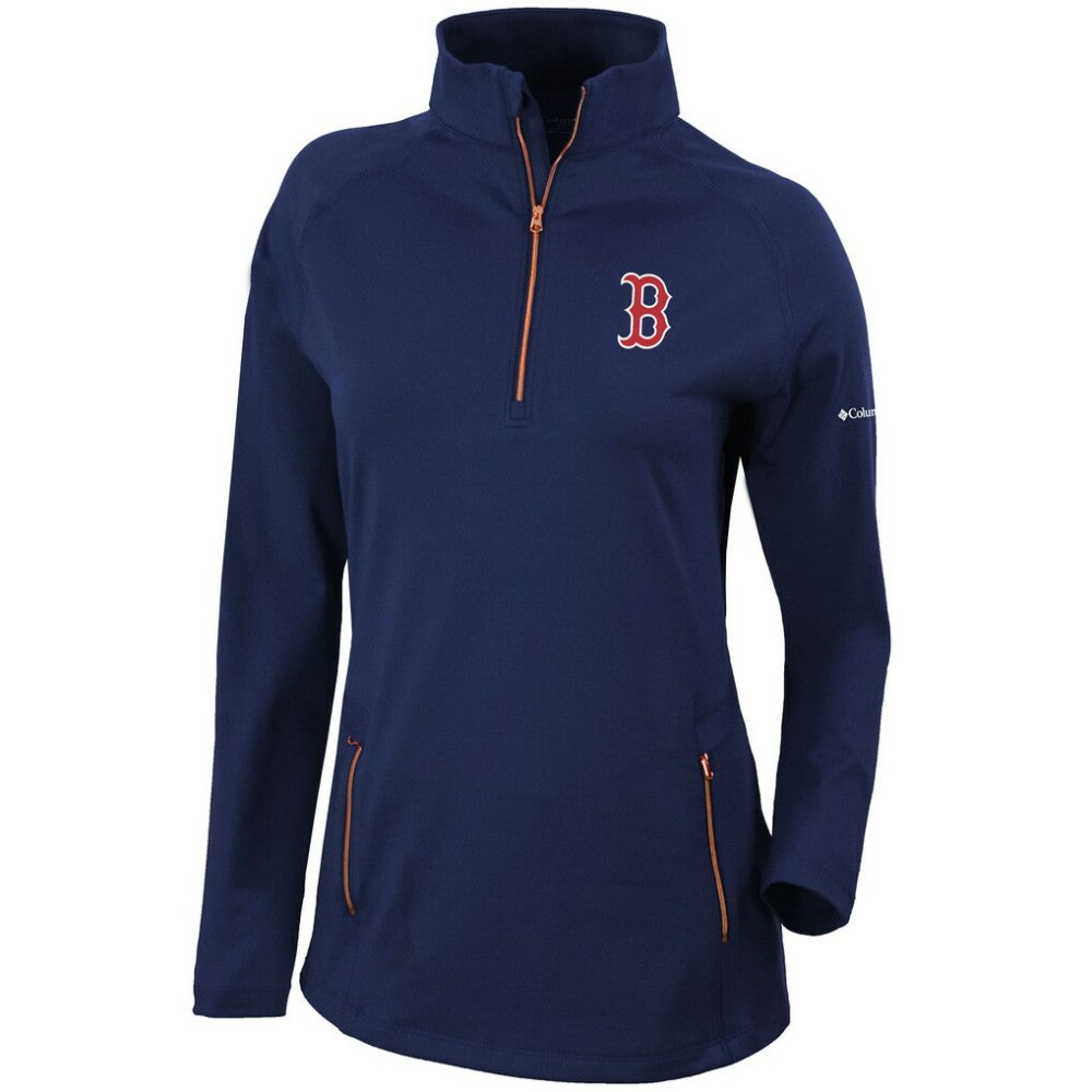 Navy Boston Red Sox Columbia Women's Omni-Wick Outward Nine Quarter-Zip Pullover Top