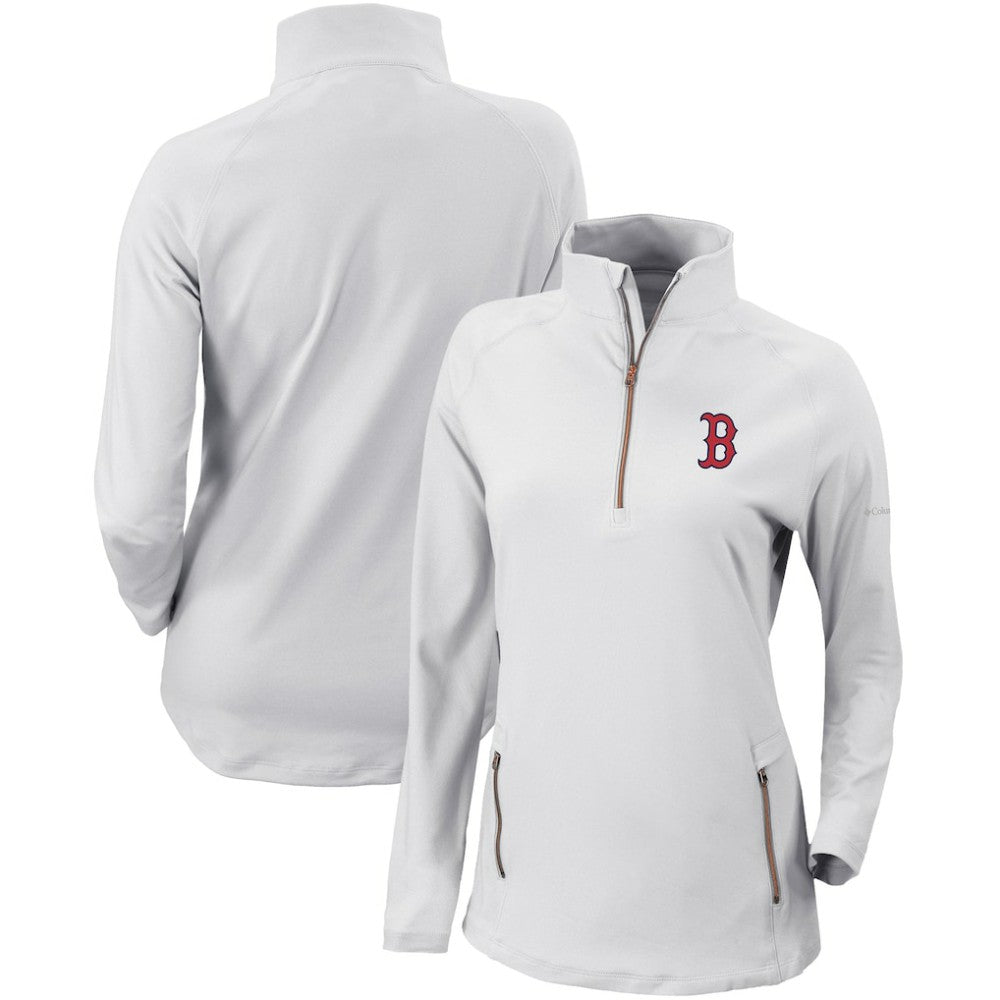 White Boston Red Sox Columbia Women's Omni-Wick Outward Nine Quarter-Zip Pullover Top