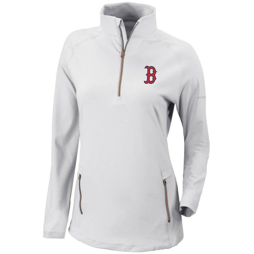 White Boston Red Sox Columbia Women's Omni-Wick Outward Nine Quarter-Zip Pullover Top