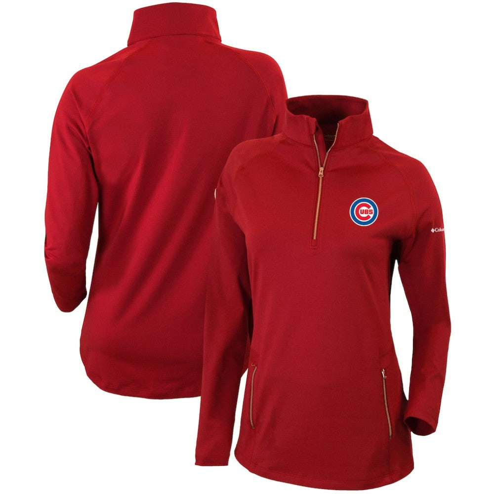 Red Chicago Cubs Columbia Women's Omni-Wick Outward Nine Quarter-Zip Pullover Top