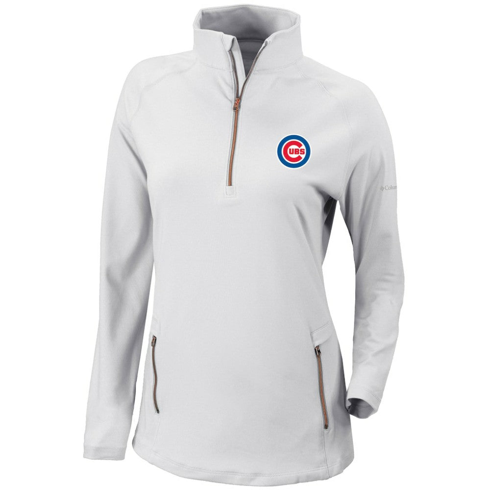 White Chicago Cubs Columbia Women's Omni-Wick Outward Nine Quarter-Zip Pullover Top