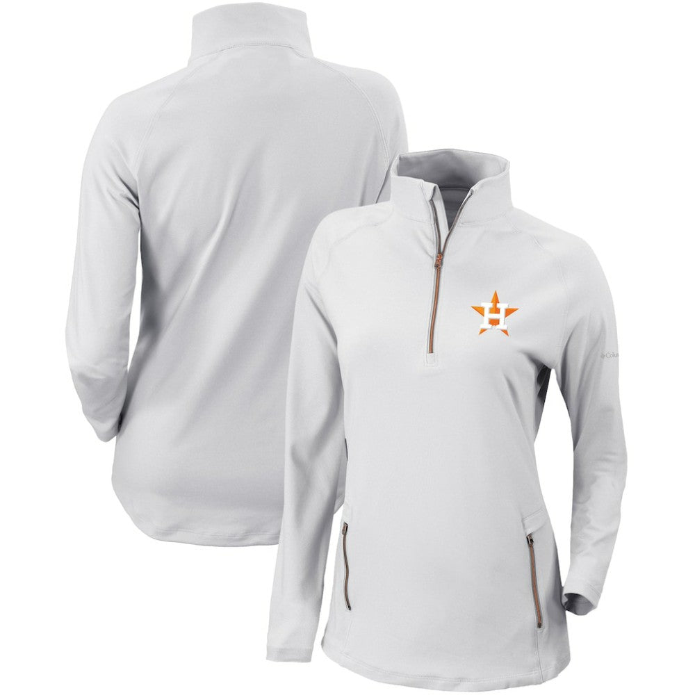 White Houston Astros Columbia Women's Omni-Wick Outward Nine Quarter-Zip Pullover Top