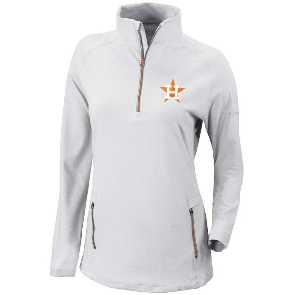 White Houston Astros Columbia Women's Omni-Wick Outward Nine Quarter-Zip Pullover Top