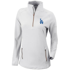 White Los Angeles Dodgers Columbia Women's Omni-Wick Outward Nine Quarter-Zip Pullover Top