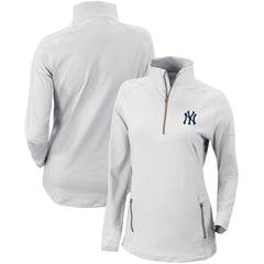 White New York Yankees Columbia Women's Omni-Wick Outward Nine Quarter-Zip Pullover Top