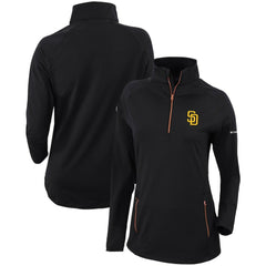 Black San Diego Padres Columbia Women's Omni-Wick Outward Nine Quarter-Zip Pullover Top