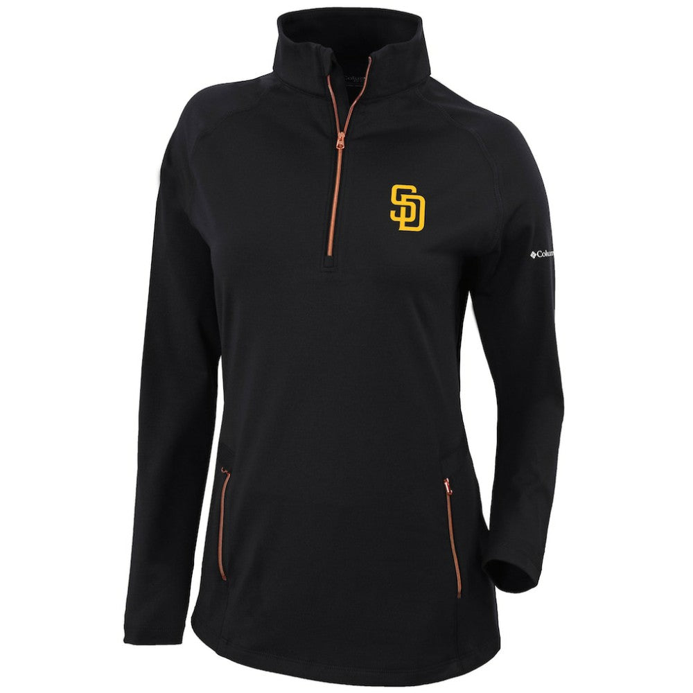 Black San Diego Padres Columbia Women's Omni-Wick Outward Nine Quarter-Zip Pullover Top