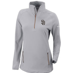 Gray San Diego Padres Columbia Women's Omni-Wick Outward Nine Quarter-Zip Pullover Top