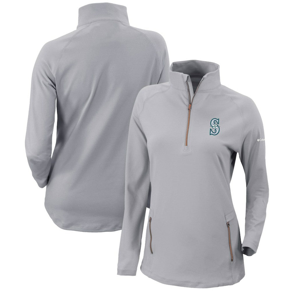 Gray Seattle Mariners Columbia Women's Omni-Wick Outward Nine Quarter-Zip Pullover Top