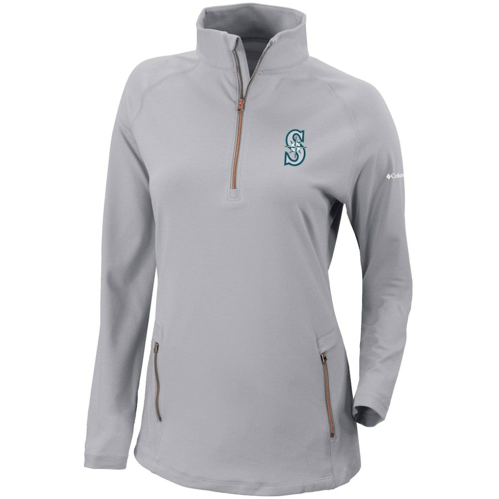 Gray Seattle Mariners Columbia Women's Omni-Wick Outward Nine Quarter-Zip Pullover Top