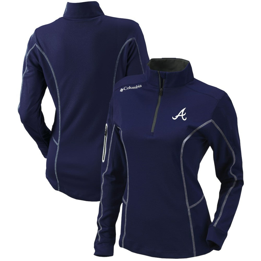 Navy Atlanta Braves Columbia Women's Omni-Wick Shotgun Quarter-Zip Pullover Top