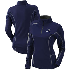 Navy Atlanta Braves Columbia Women's Omni-Wick Shotgun Quarter-Zip Pullover Top