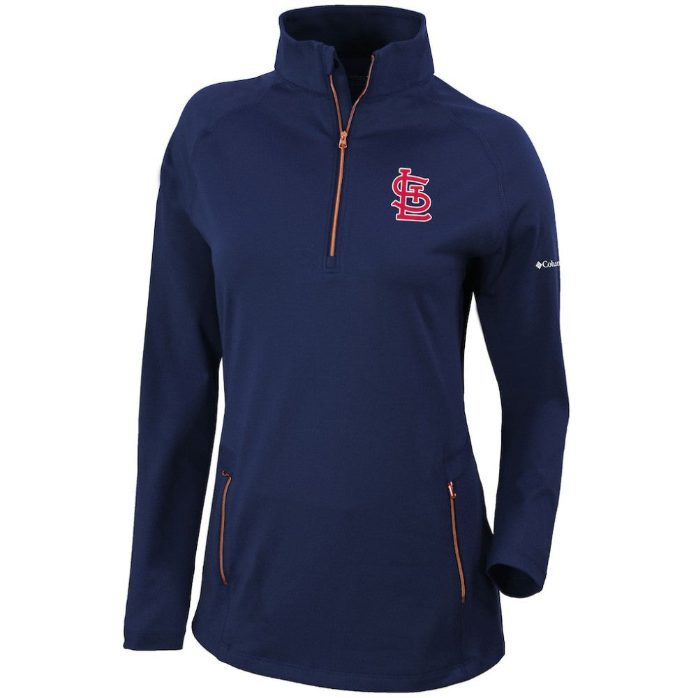 Navy St. Louis Cardinals Columbia Women's Omni-Wick Outward Nine Quarter-Zip Pullover Top