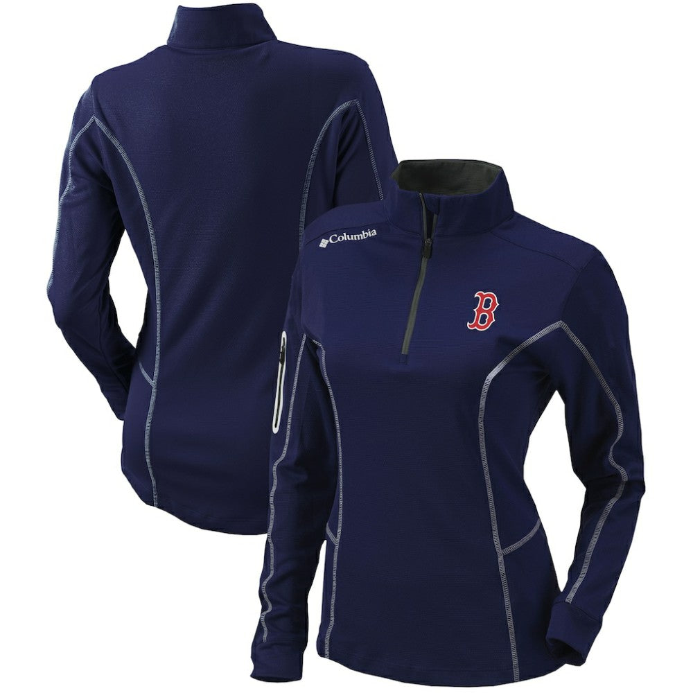 Navy Boston Red Sox Columbia Women's Omni-Wick Shotgun Quarter-Zip Pullover Top