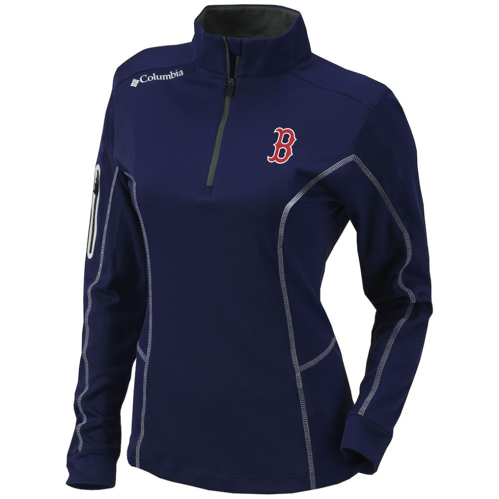 Navy Boston Red Sox Columbia Women's Omni-Wick Shotgun Quarter-Zip Pullover Top