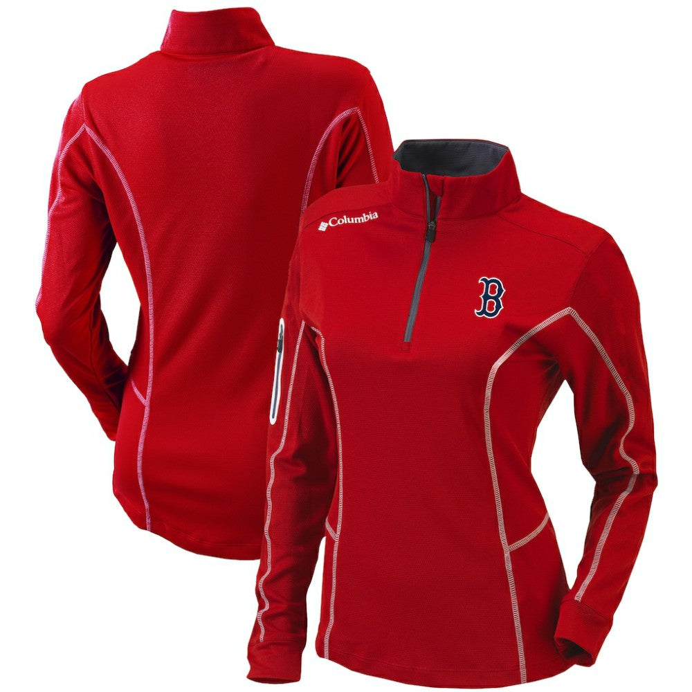 Red Boston Red Sox Columbia Women's Omni-Wick Shotgun Quarter-Zip Pullover Top