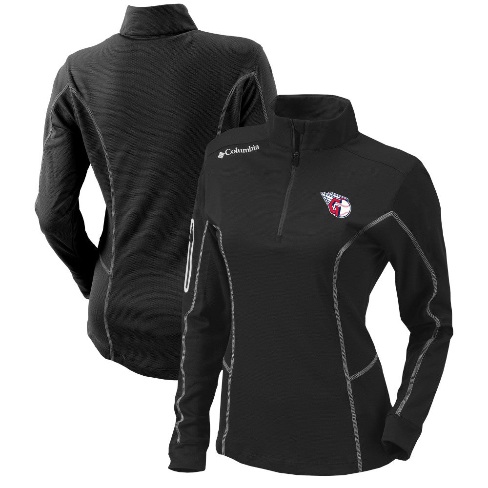 Black Cleveland Guardians Columbia Women's Omni-Wick Shotgun Quarter-Zip Pullover Top