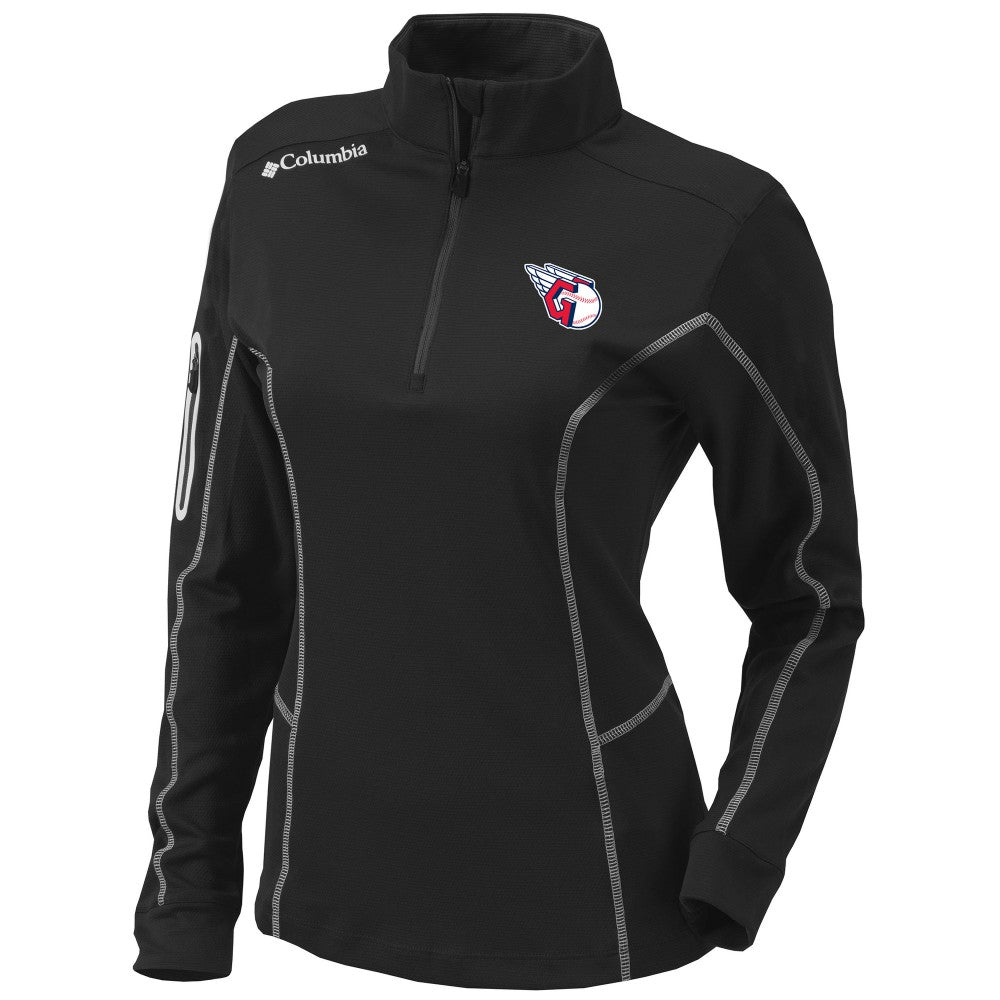 Black Cleveland Guardians Columbia Women's Omni-Wick Shotgun Quarter-Zip Pullover Top