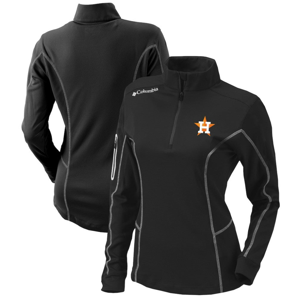 Black Houston Astros Columbia Women's Omni-Wick Shotgun Quarter-Zip Pullover Top