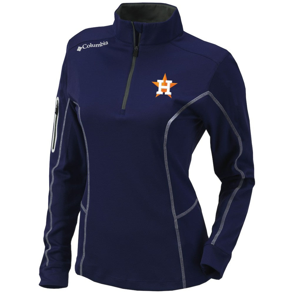 Navy Houston Astros Columbia Women's Omni-Wick Shotgun Quarter-Zip Pullover Top