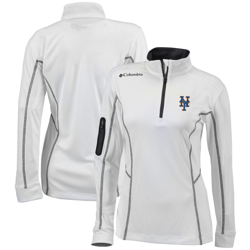White New York Mets Columbia Women's Omni-Wick Shotgun Quarter-Zip Pullover Top