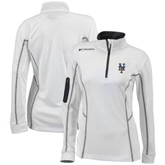 White New York Mets Columbia Women's Omni-Wick Shotgun Quarter-Zip Pullover Top