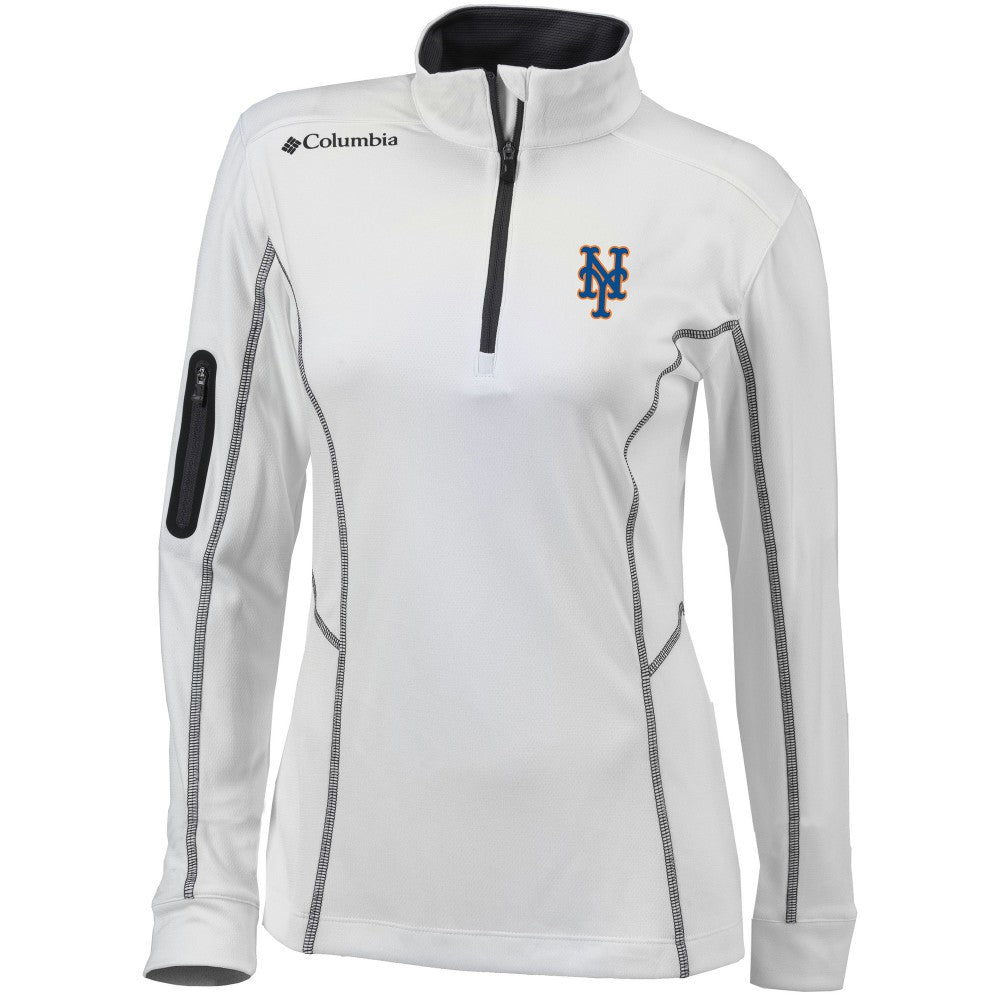 White New York Mets Columbia Women's Omni-Wick Shotgun Quarter-Zip Pullover Top
