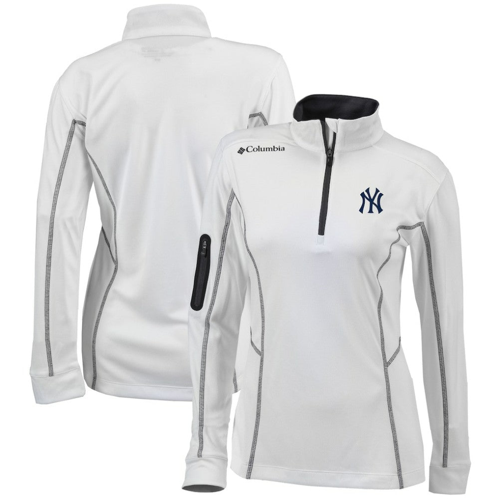 White New York Yankees Columbia Women's Omni-Wick Shotgun Quarter-Zip Pullover Top