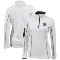 White New York Yankees Columbia Women's Omni-Wick Shotgun Quarter-Zip Pullover Top