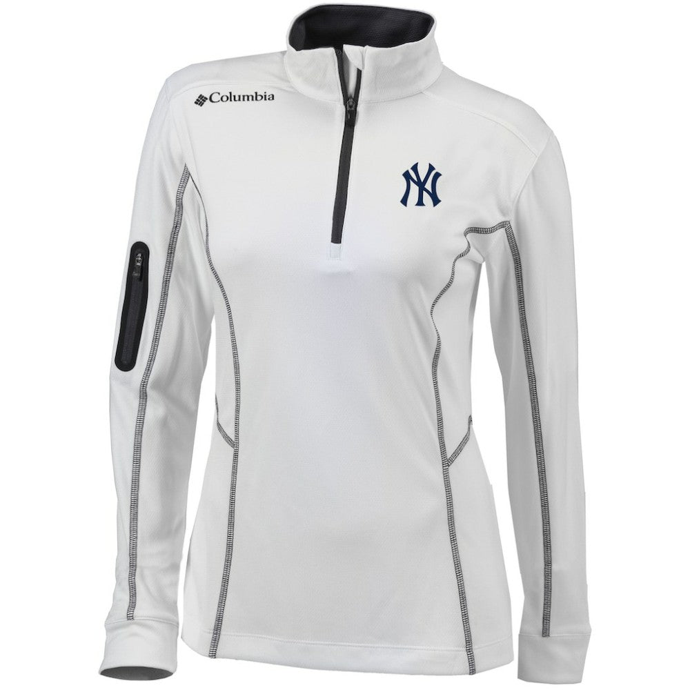 White New York Yankees Columbia Women's Omni-Wick Shotgun Quarter-Zip Pullover Top