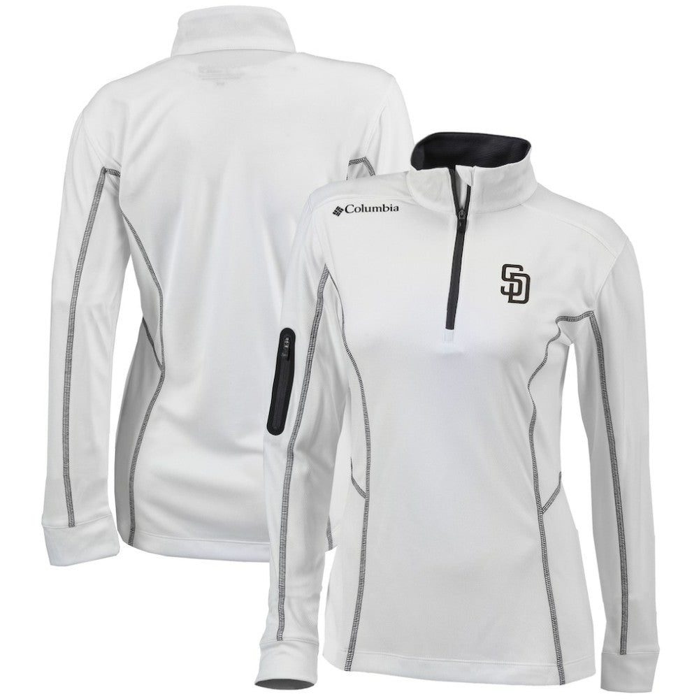 White San Diego Padres Columbia Women's Omni-Wick Shotgun Quarter-Zip Pullover Top