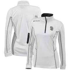 White San Diego Padres Columbia Women's Omni-Wick Shotgun Quarter-Zip Pullover Top