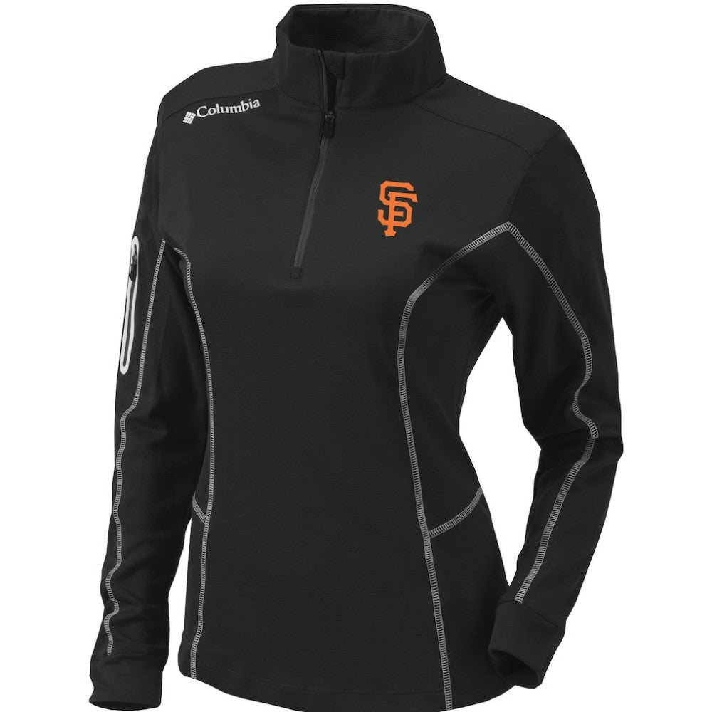 Black San Francisco Giants Columbia Women's Omni-Wick Shotgun Quarter-Zip Pullover Top