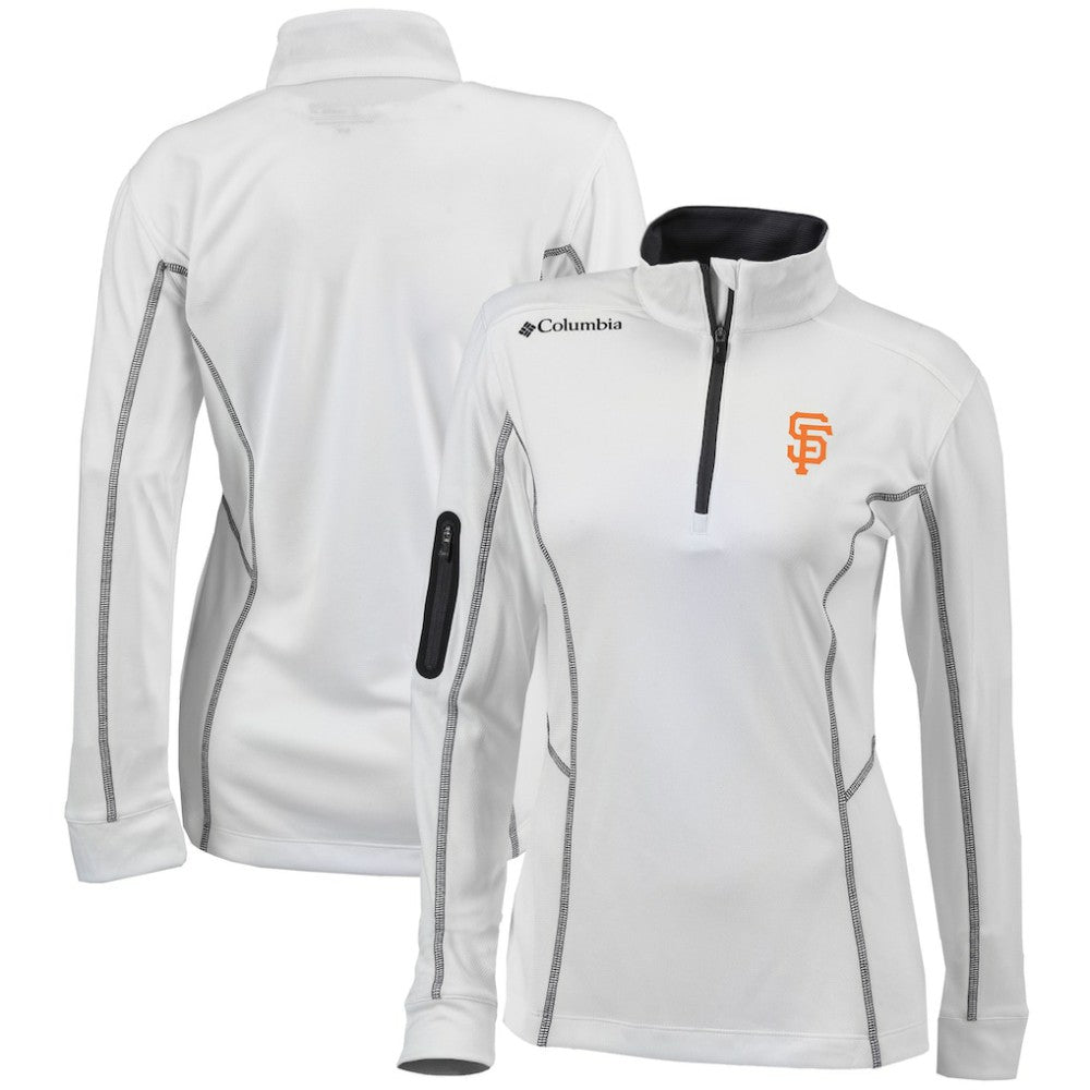 White San Francisco Giants Columbia Women's Omni-Wick Shotgun Quarter-Zip Pullover Top