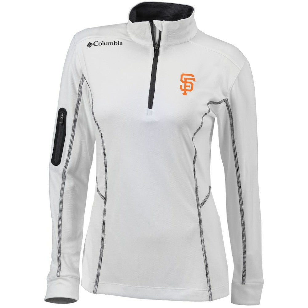 White San Francisco Giants Columbia Women's Omni-Wick Shotgun Quarter-Zip Pullover Top