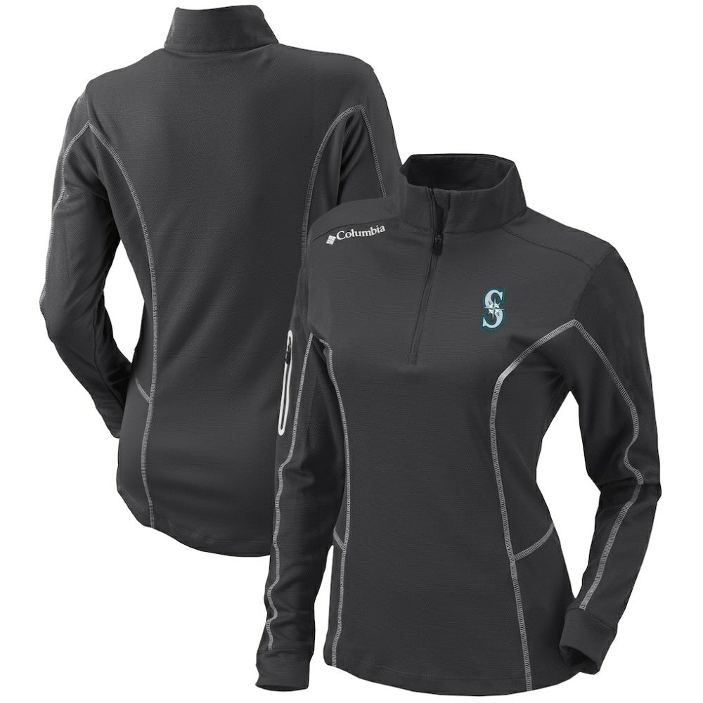 Charcoal Seattle Mariners Columbia Women's Omni-Wick Shotgun Quarter-Zip Pullover Top