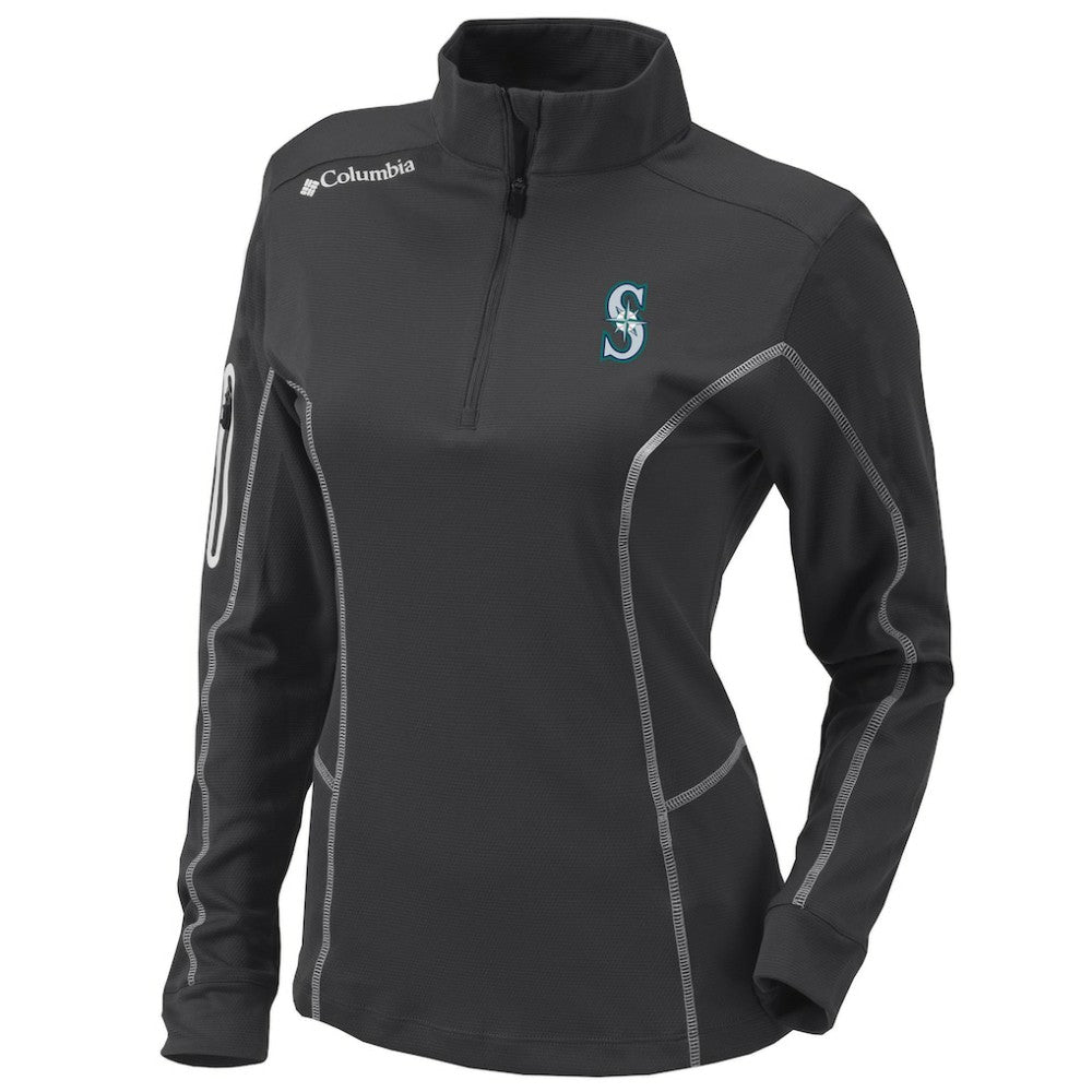 Charcoal Seattle Mariners Columbia Women's Omni-Wick Shotgun Quarter-Zip Pullover Top