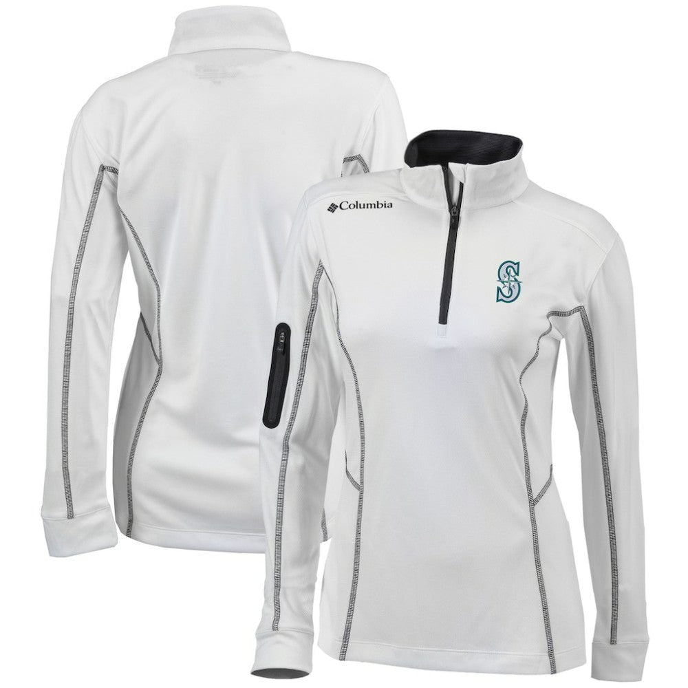 White Seattle Mariners Columbia Women's Omni-Wick Shotgun Quarter-Zip Pullover Top