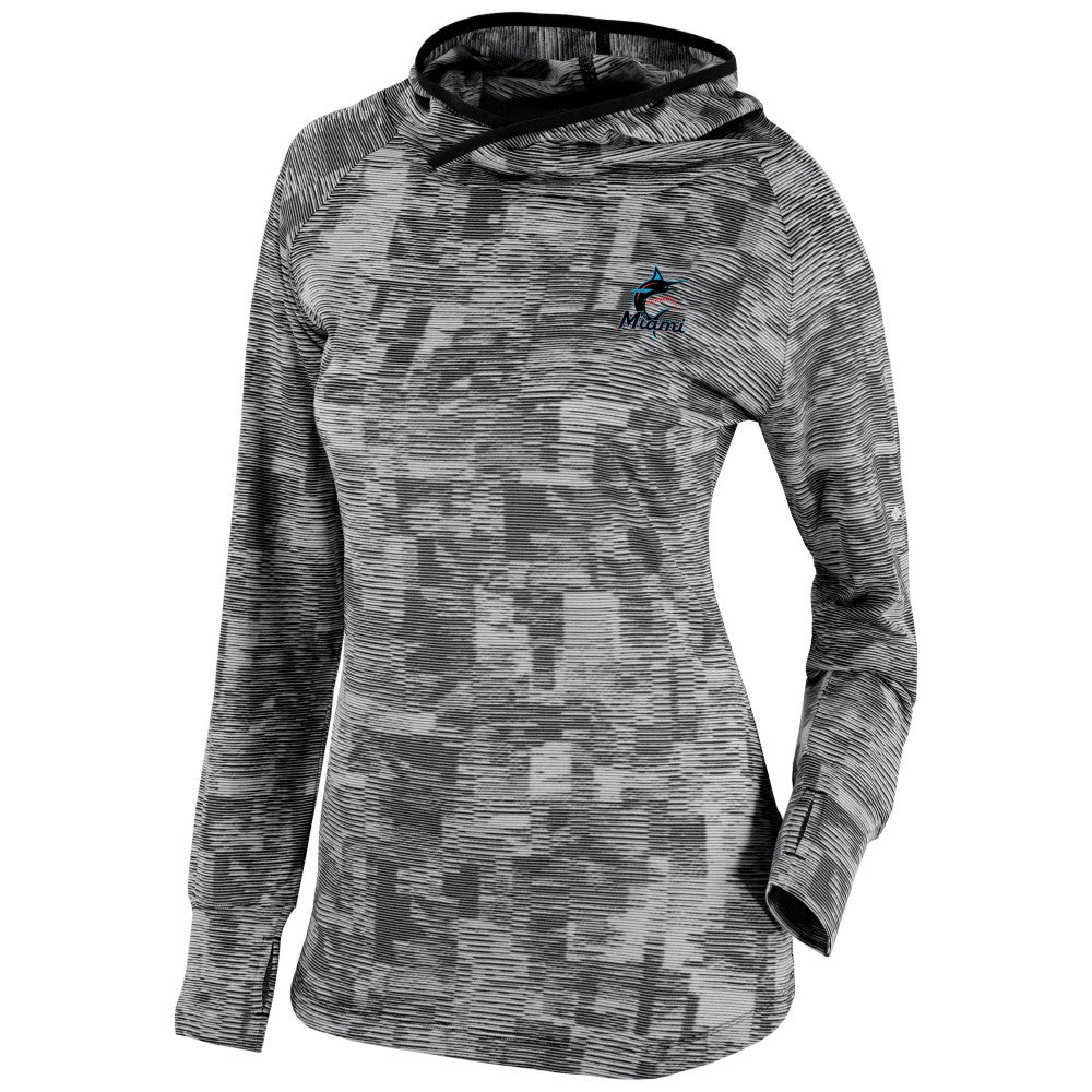 Black Miami Marlins Columbia Women's Omni-Wick Sunday Ball Pullover Hoodie