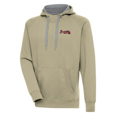 Khaki Atlanta Braves Antigua Victory Pullover Hoodie