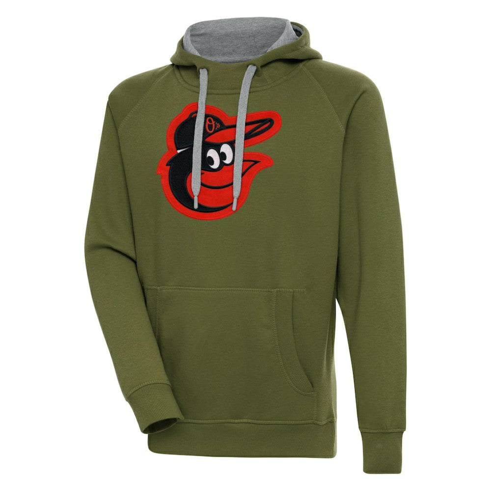 Olive Baltimore Orioles Antigua Victory Pullover Hoodie