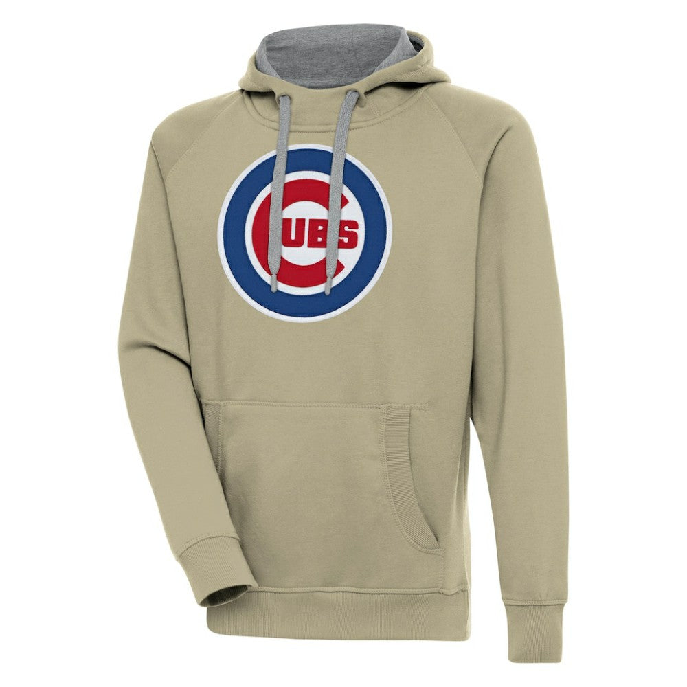 Khaki Chicago Cubs Antigua Victory Pullover Hoodie
