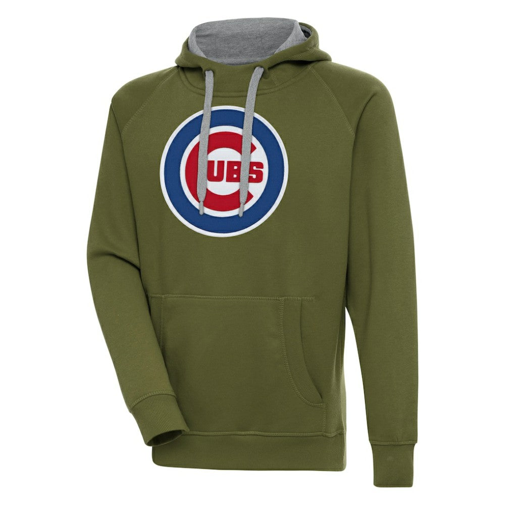 Olive Chicago Cubs Antigua Victory Pullover Hoodie
